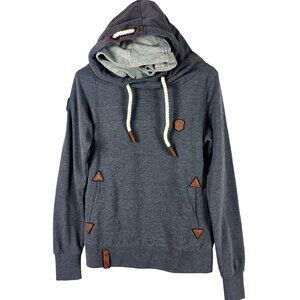 Naketano Hoodie Womens S Gray Funnel Neck Rope Drawstring Gorpcore Pullover